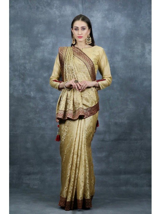 Gold Ethnic Indian Wedding Saree