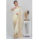 Ivory Georgette Embellished Indian Wedding Saree
