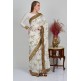 Off White Embroidered Traditional Designer Saree