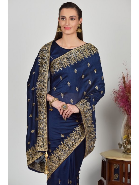 Royal Blue Party Wear Saree