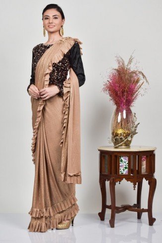 Black & Antique Gold Fancy Evening Wear Saree