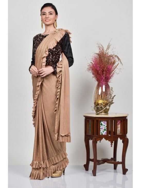 Black & Antique Gold Fancy Evening Wear Saree