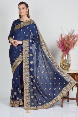 Royal Blue Party Wear Saree