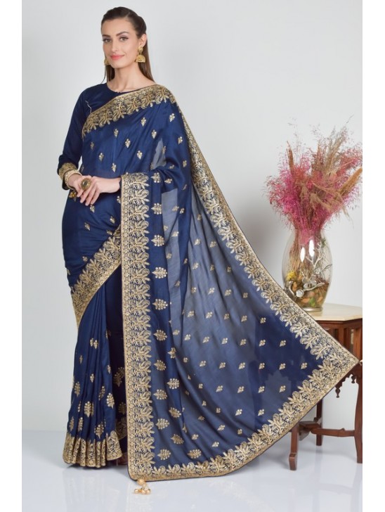 Royal Blue Party Wear Saree