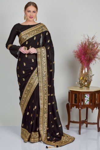 Black Ceremonial Designer Saree 