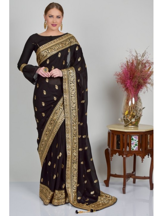 Black Ceremonial Designer Saree