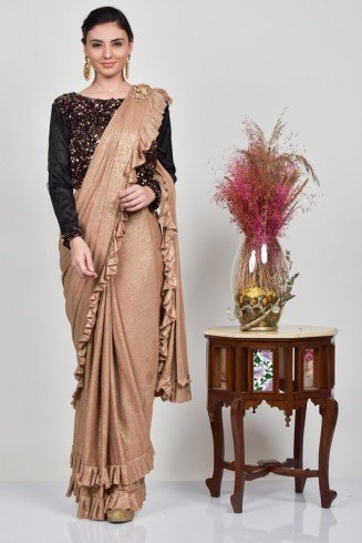 Black & Antique Gold Fancy Evening Wear Saree