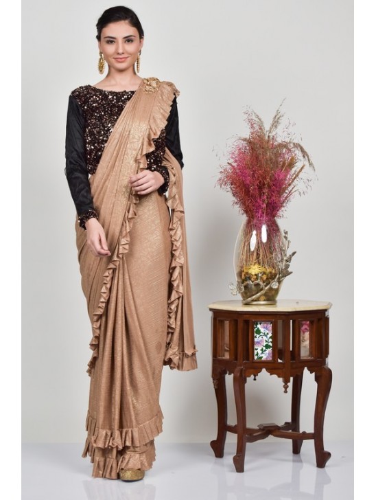 Black & Antique Gold Fancy Evening Wear Saree