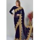 Navy Blue Embroidered Georgette Designer Saree