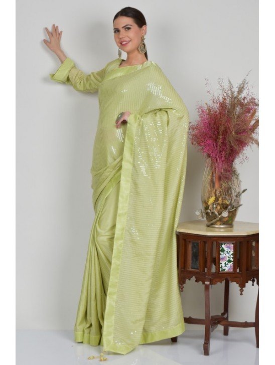 Mint Designer Party Wear Saree