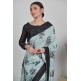 Black & Mint Printed Summer Saree