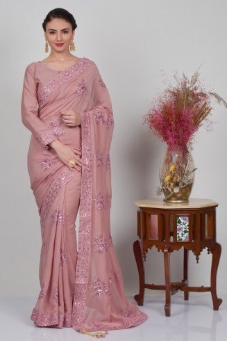 Dusty Pink Modern Indian Style Saree