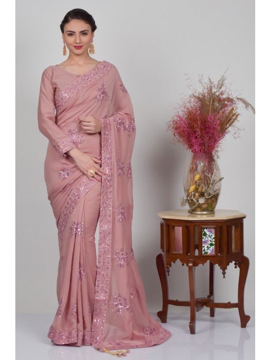 Dusty Pink Modern Indian Style Saree