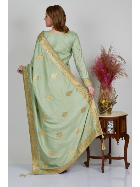 Mint Embroidered Ethnic Saree