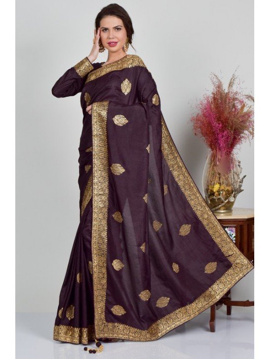 Deep Purple Indian Fancy Evening Wear Saree