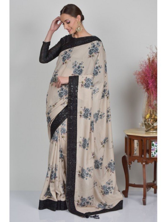 Black & Beige Indian Ethnic Saree