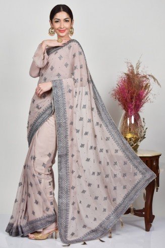 Lilac Indo Western Stylish Saree
