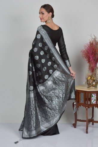 Black Banarasi Pakistani Designer Ethnic Saree