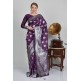 Purple & Grey Indian Brocade Style Readymade Saree