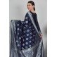 Blue & Grey Party Wear Brocade Saree