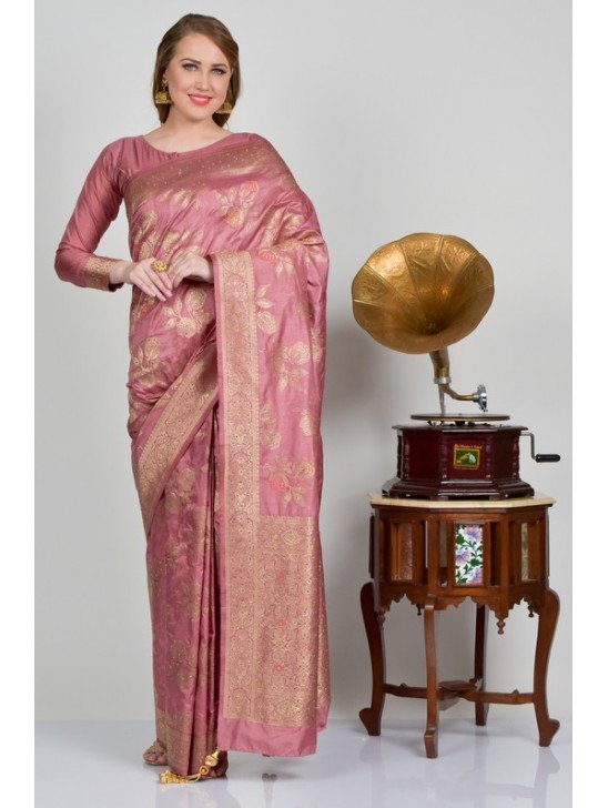 Rose Pink Indian Banarasi Stylish Saree