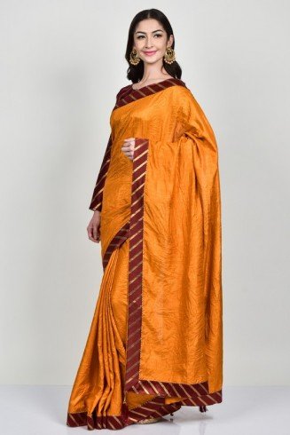 Burnt Orange Silk Indian Saree