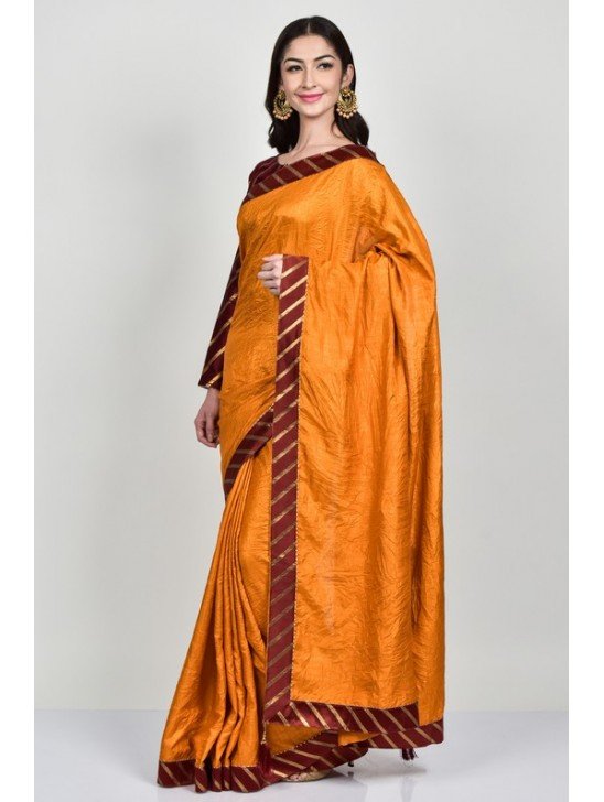 Burnt Orange Silk Indian Saree