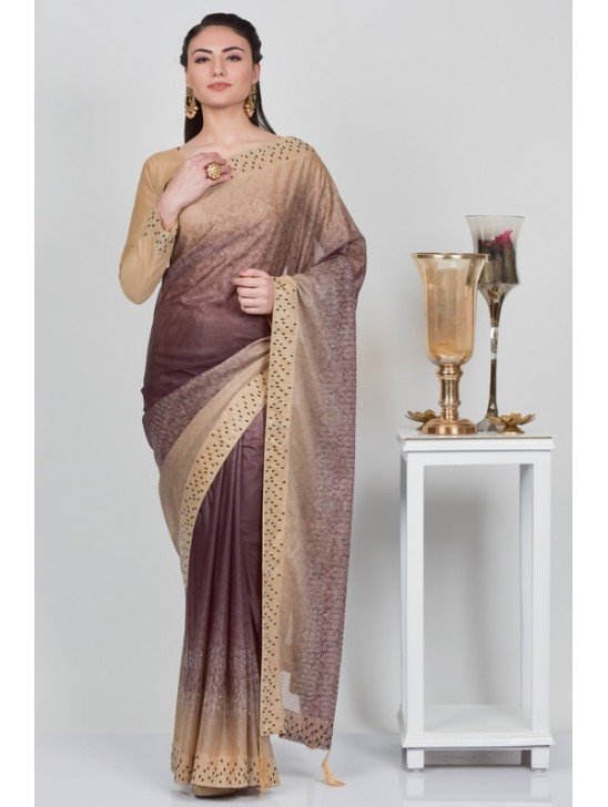 Mauve Two Tone Georgette Party Saree