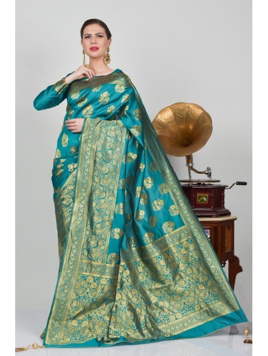 Sea Green Ethnic Banarasi Wedding Saree