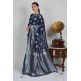 Blue & Grey Party Wear Brocade Saree