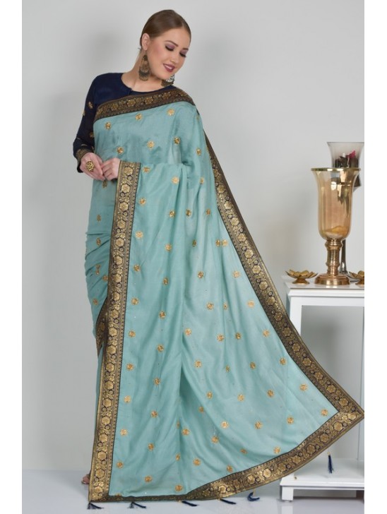 Dark Mint Ethnic Indian Party Wear Saree