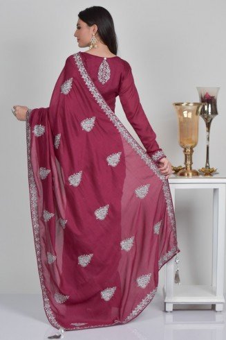 Plum Traditional Silk Saree