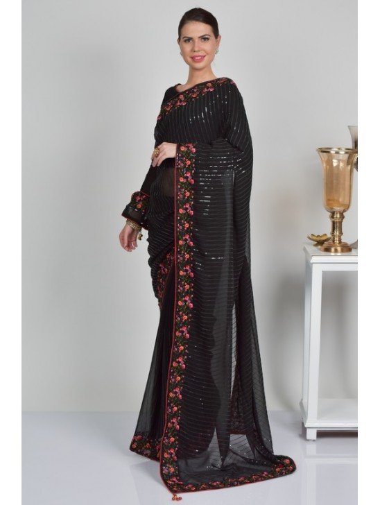 Black Shimmering Evening Wear Saree