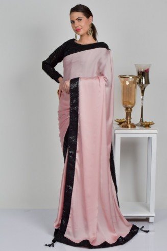 Light Pink Asian Designer Fancy Saree