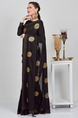 Stunning Black Readymade Evening Wear Saree