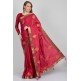 Maroon Embroidered Designer Silk Saree