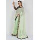 Gorgeous Pista Saree With Brocade Blouse