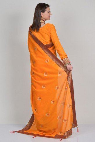 Orange Vintage Indian Style Saree