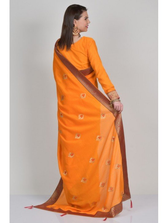 Orange Vintage Indian Style Saree