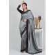 Grey Designer Saree With Black Blouse