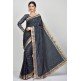 Dark Grey Printed Formal Indian Saree