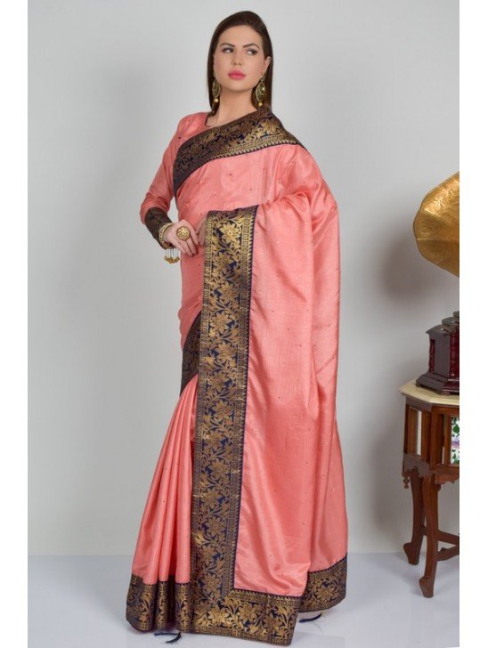 Coral Silk Indian Festive Saree