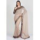 Beige Brocade Blouse & Border Designer Saree