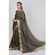 Dark Grey Hot Printed Evening Wear Saree