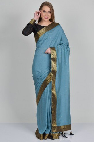 Blush Grey & Black Party Wear Saree