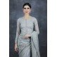 Light Grey Heavy Embroidered Work Designer Saree