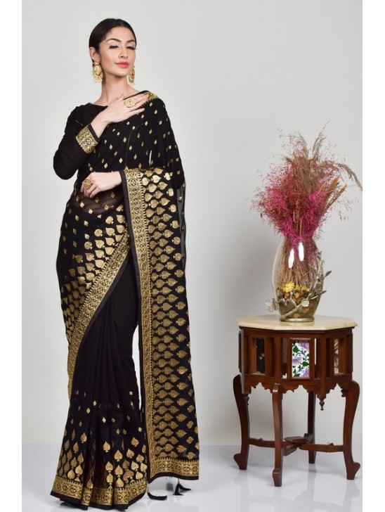 Black Ethnic Pakistani Designer Saree