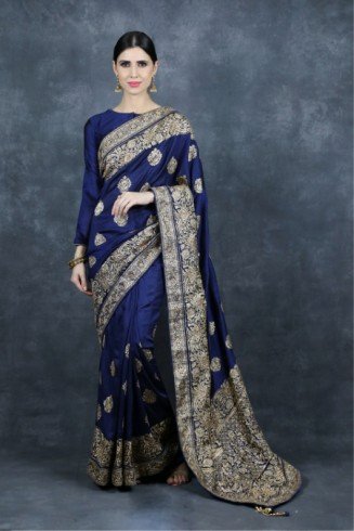 Navy Blue Indian Designer Party Wear Saree