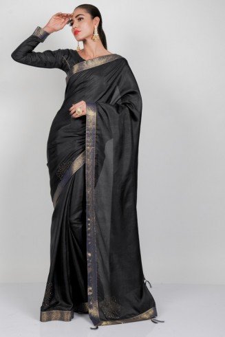 Luxurious Black Eastern Silk Saree