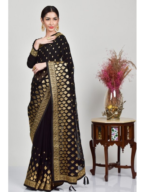 Black Ethnic Pakistani Designer Saree